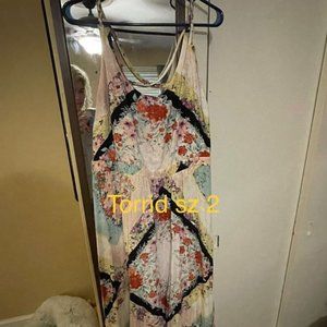 Torrid 2X Challis Midi Dress Scarf Print Floral